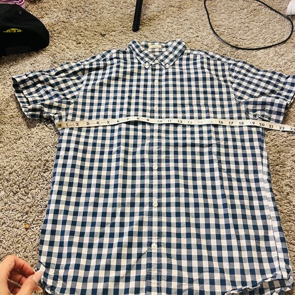 Mens J Crew Short Sleeve Blue Picnic Checkered Button Up M - Picture 2 of 4